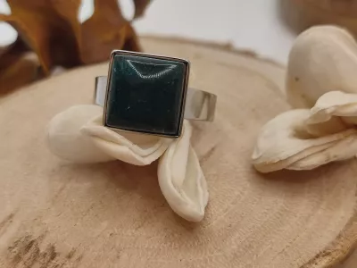 Superbe bague réglable en Agate bleue